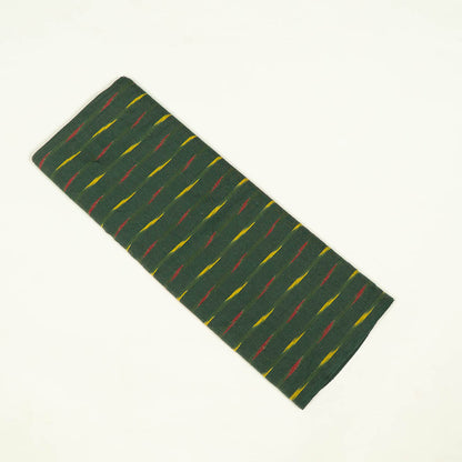 Green & Yellow Cotton Handloom Ikat Fabric for Dress Material | Width: 44"