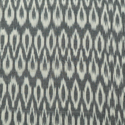 Grey & White Cotton Handloom Ikat Fabric for Dress Material | Width: 44"