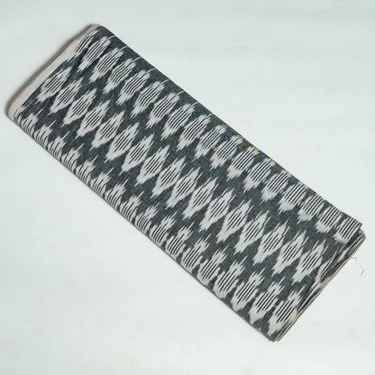 White & Grey Cotton Handloom Ikat Fabric for Dress Material | Width: 44"