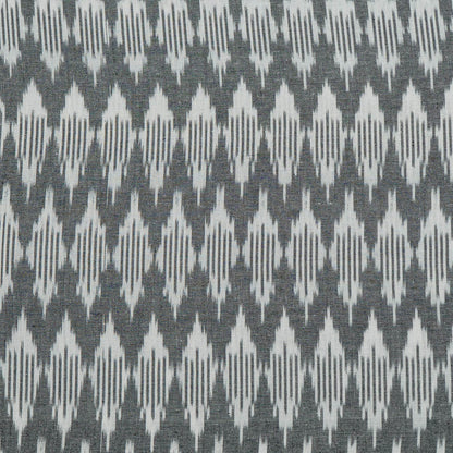 White & Grey Cotton Handloom Ikat Fabric for Dress Material | Width: 44"