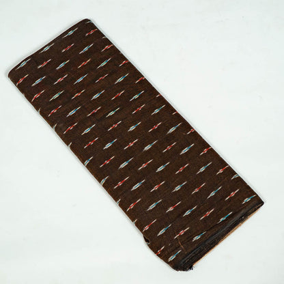 Brown color Small Design Cotton Handloom Ikat Fabric for Dress Material | Width: 44"