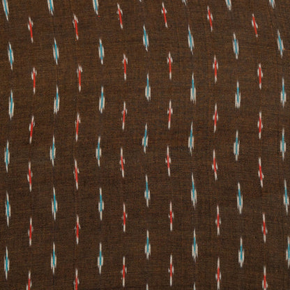 Brown color Small Design Cotton Handloom Ikat Fabric for Dress Material | Width: 44"