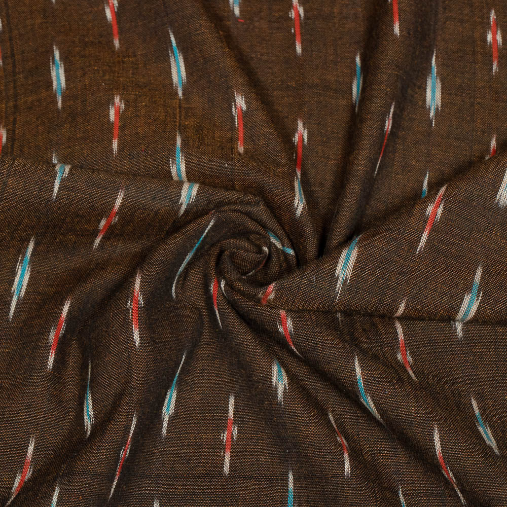 Brown color Small Design Cotton Handloom Ikat (SKU: I-765)