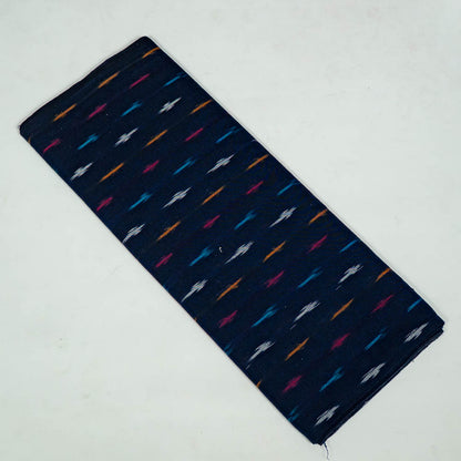 Blue & Multicolor Small Design Cotton Handloom Ikat Fabric for Dress Material | Width: 44"