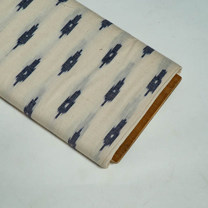 Off White Base Blue Small Design Cotton Handloom Ikat (SKU: I-801)