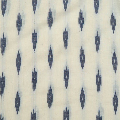 Off White Base Blue Small Design Cotton Handloom Ikat (SKU: I-801)