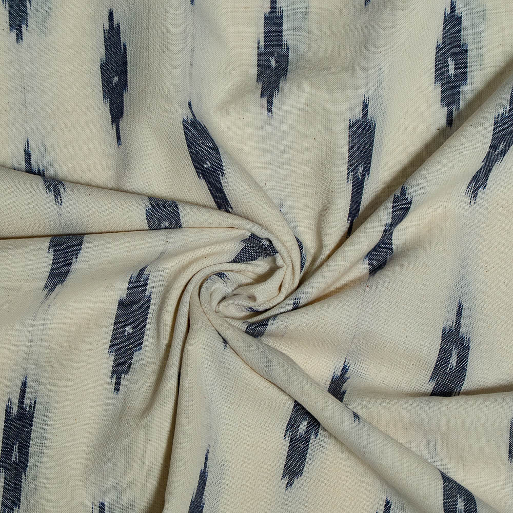 Off White Base Blue Small Design Cotton Handloom Ikat (SKU: I-801)