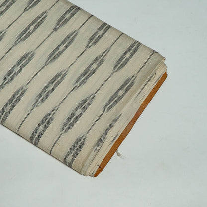 White & Grey Cotton Handloom Ikat Fabric for Dress Material | Width: 44"