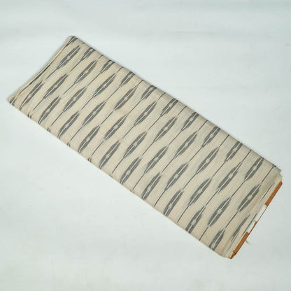 White & Grey Cotton Handloom Ikat Fabric for Dress Material | Width: 44"