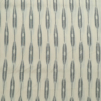 White & Grey Cotton Handloom Ikat Fabric for Dress Material | Width: 44"