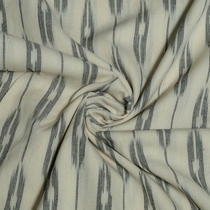White & Grey Cotton Handloom Ikat Fabric for Dress Material | Width: 44"