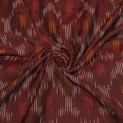 Maroon Small Design Cotton Handloom Ikat Fabric for Dress Material | Width: 44"