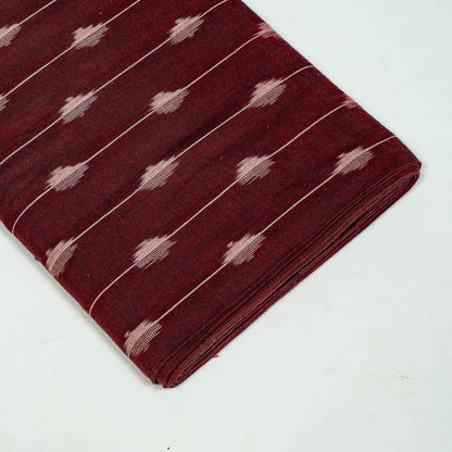 Maroon color Cotton Handloom Ikat Fabric for Dress Material | Width: 44"