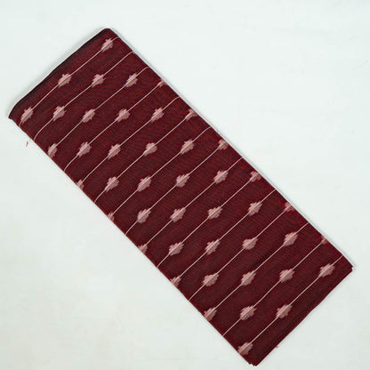 Maroon color Cotton Handloom Ikat Fabric for Dress Material | Width: 44"