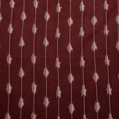 Maroon color Cotton Handloom Ikat Fabric for Dress Material | Width: 44"