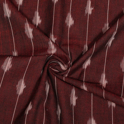 Maroon color Cotton Handloom Ikat Fabric for Dress Material | Width: 44"