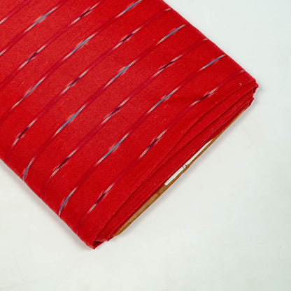 Red, Multicolor Small Design Cotton Handloom Ikat Fabric for Dress Material | Width: 44"