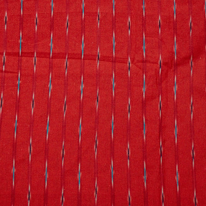 Red, Multicolor Small Design Cotton Handloom Ikat Fabric for Dress Material | Width: 44"