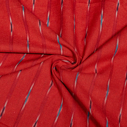 Red, Multicolor Small Design Cotton Handloom Ikat Fabric for Dress Material | Width: 44"