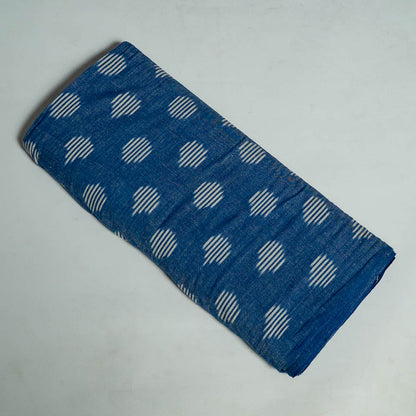 Blue & White Cotton Handloom Ikat Fabric for Dress Material | Width: 44"