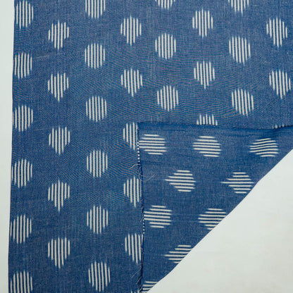 Blue & White Cotton Handloom Ikat Fabric for Dress Material | Width: 44"