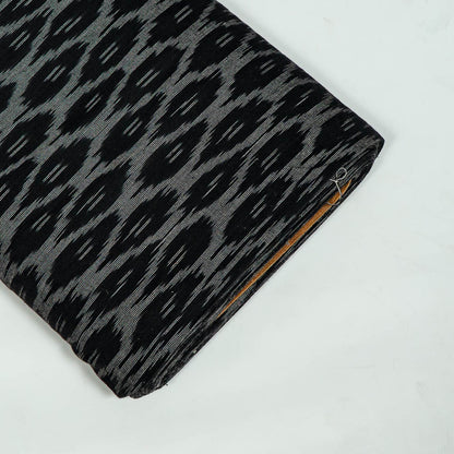 Black & Grey Small Design Cotton Handloom Ikat Fabric for Dress Material | Width: 44"