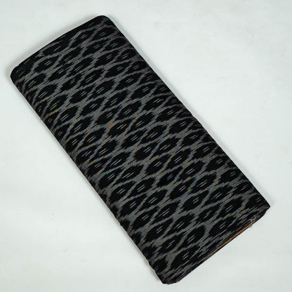 Black & Grey Small Design Cotton Handloom Ikat Fabric for Dress Material | Width: 44"