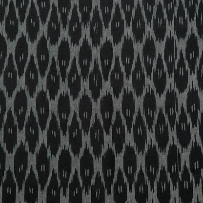 Black & Grey Small Design Cotton Handloom Ikat Fabric for Dress Material | Width: 44"