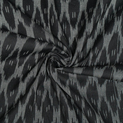 Black & Grey Small Design Cotton Handloom Ikat Fabric for Dress Material | Width: 44"