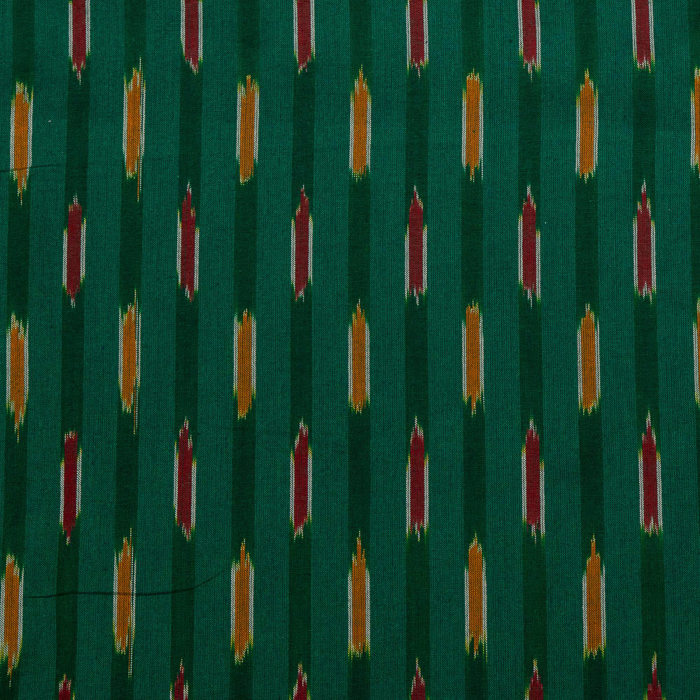 Green, Yellow & Red Cotton Handloom Ikat (SKU: I-843)