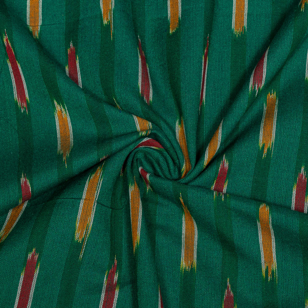 Green, Yellow & Red Cotton Handloom Ikat (SKU: I-843)