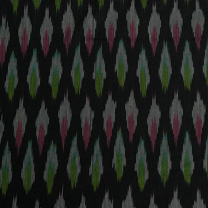 Black Base & Multicolor Design Cotton Handloom Ikat (SKU: I-846)