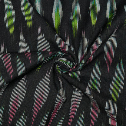 Black Base & Multicolor Design Cotton Handloom Ikat (SKU: I-846)