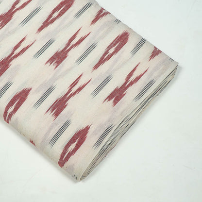 White Base Red Design Cotton Handloom Ikat (SKU: I-847)