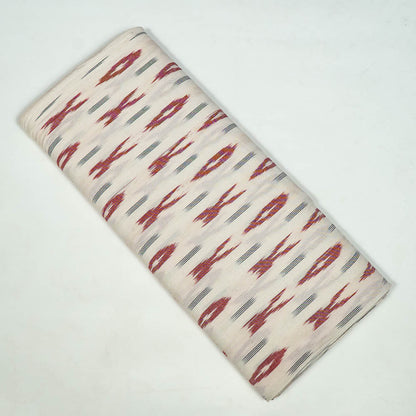 White Base Red Design Cotton Handloom Ikat (SKU: I-847)