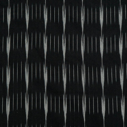 Black & Off White Cotton Handloom Ikat (SKU:I-848)