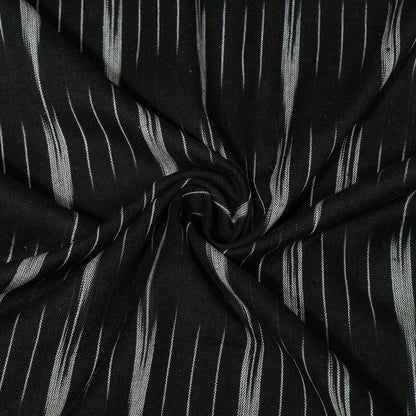 Black & Off White Cotton Handloom Ikat (SKU:I-848)