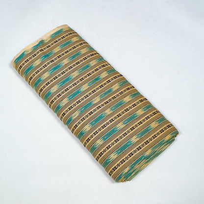 Biege & Turquoise color Cotton Dobby Handloom Ikat (SKU: IK-295)