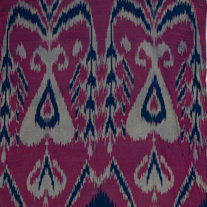 Wine & Multicolor Big Pattern Fine Quality Cotton Handloom Ikat Fabric for Dress Material | Width: 44"