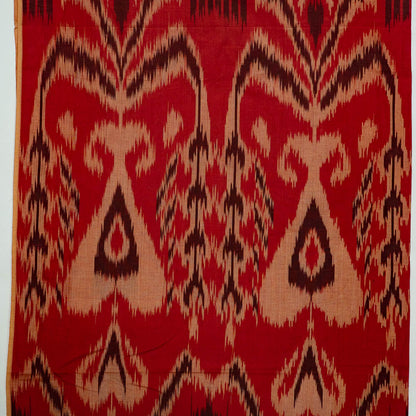 Red & Multicolor Big Pattern Fine Cotton Handloom Ikat (SKU: IK-433)