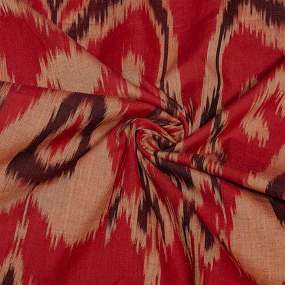 Red & Multicolor Big Pattern Fine Cotton Handloom Ikat (SKU: IK-433)