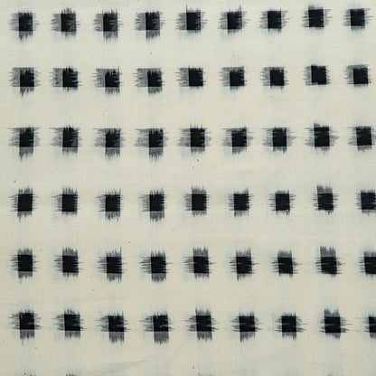White Base Black Check Cotton Handloom Double Ikat | SKU: IKK-113