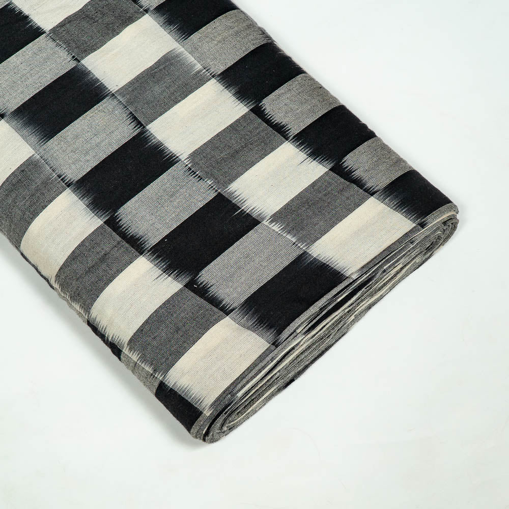 Black & White Check Cotton Handloom Woven Ikat (Sku: IKK-142)