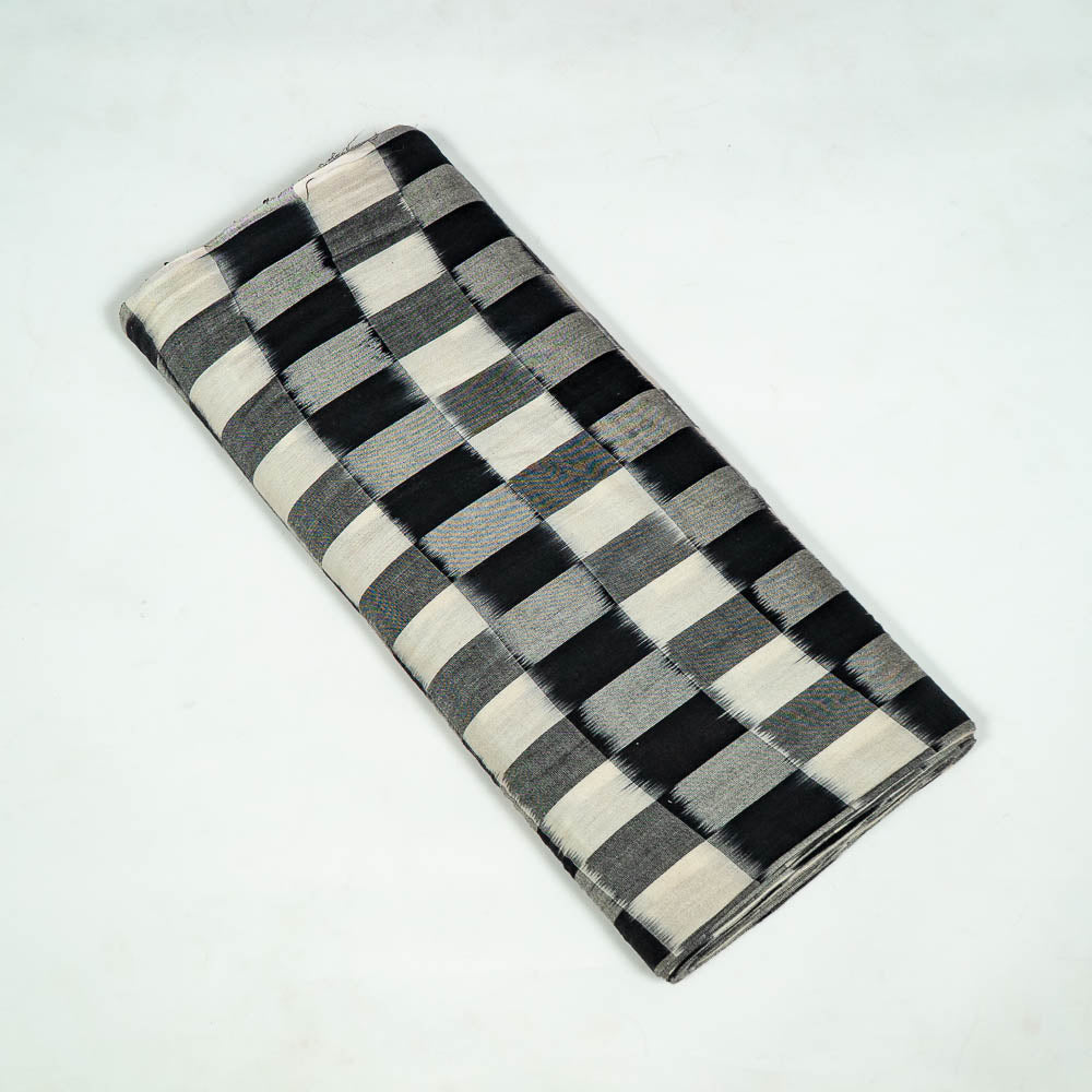 Black & White Check Cotton Handloom Woven Ikat (Sku: IKK-142)
