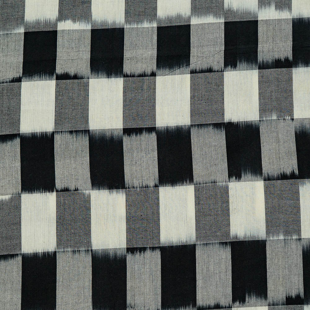 Black & White Check Cotton Handloom Woven Ikat (Sku: IKK-142)