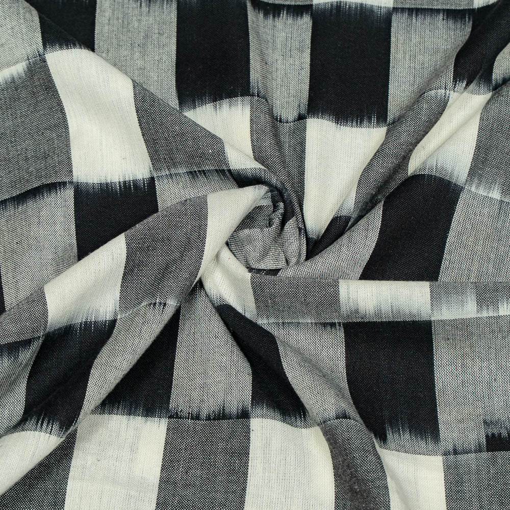 Black & White Check Cotton Handloom Woven Ikat (Sku: IKK-142)