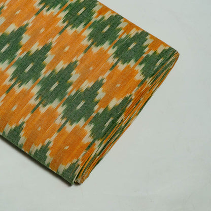 Green & Yellow Fine Cotton Handloom Ikat Fabric for Dress Material | Width: 44"