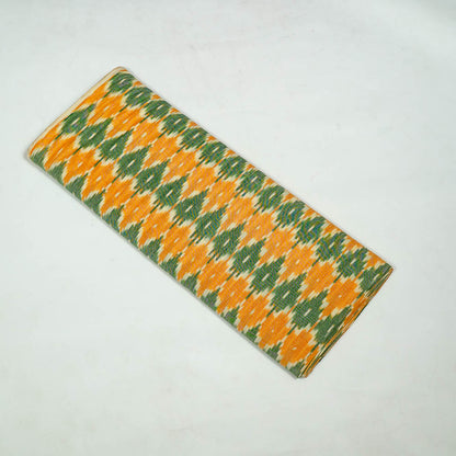 Green & Yellow Fine Cotton Handloom Ikat Fabric for Dress Material | Width: 44"