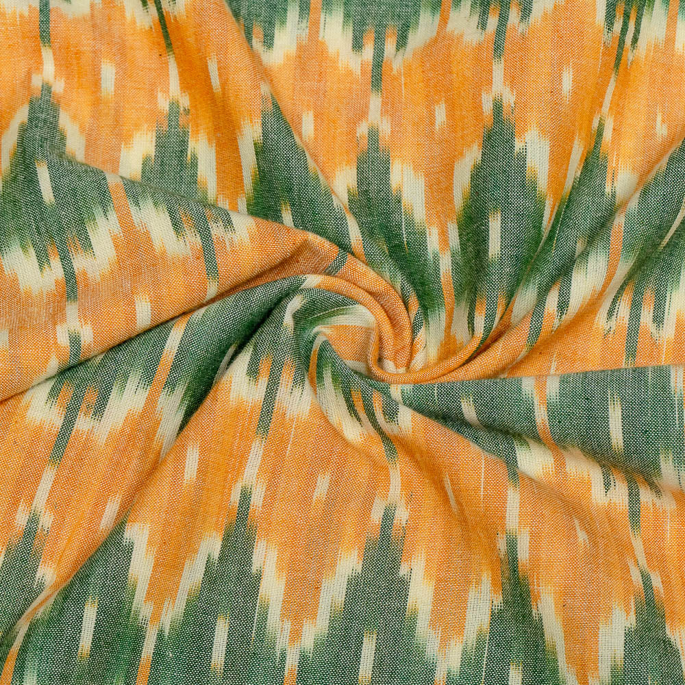 Green & Yellow Fine Cotton Handloom Ikat (SKU: IKK-422)