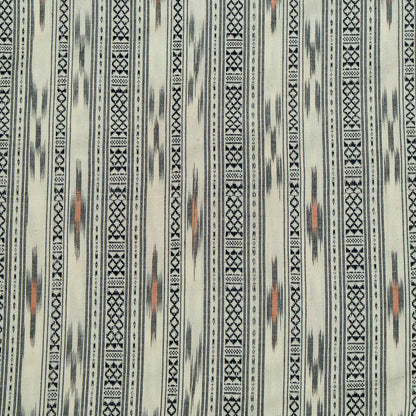 White & Black Dobby Cotton Handloom Ikat (SKU: IKK-449)
